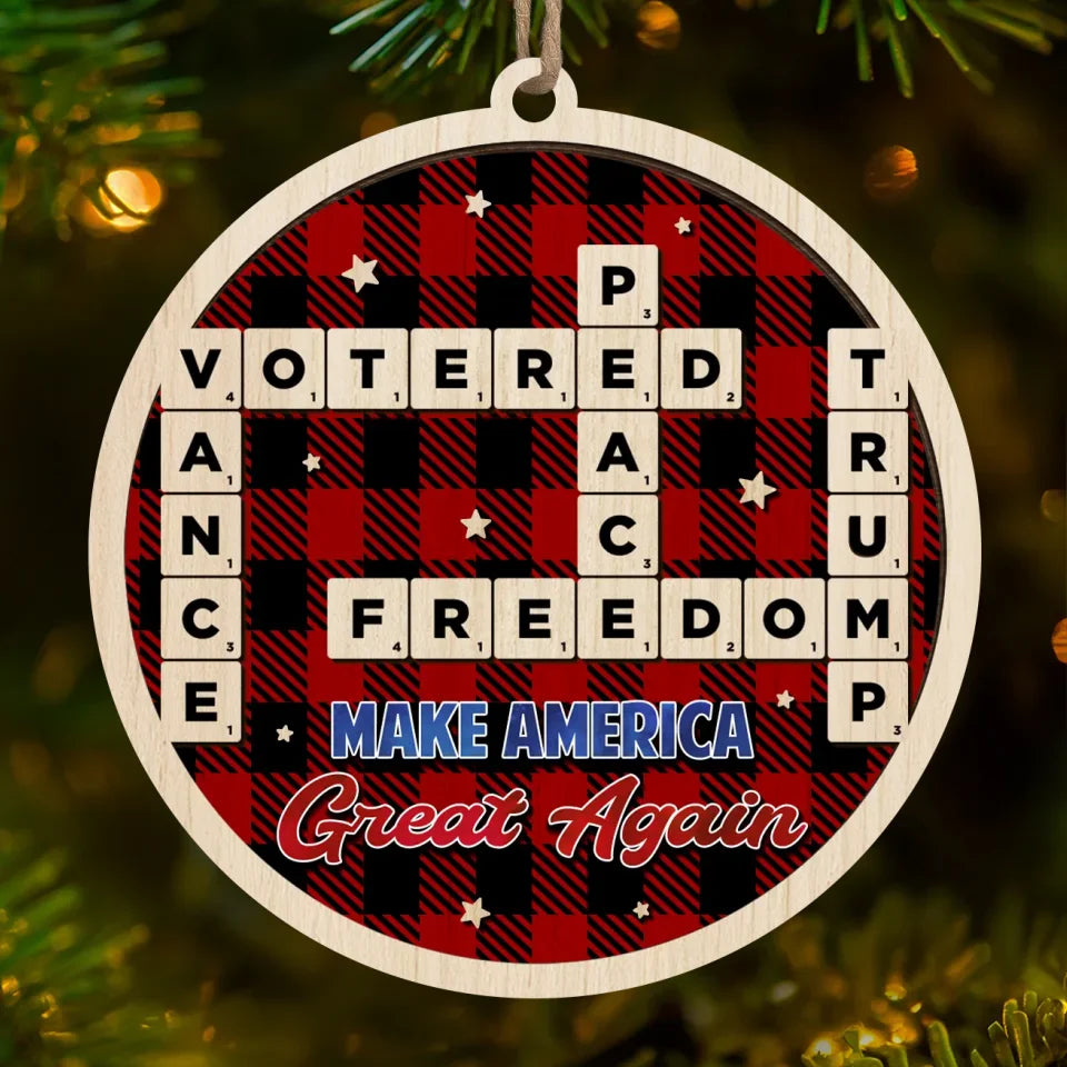 MAGA Freedom Trump2024 Wood Ornament, Political Christmas Gift, Christmas Decor