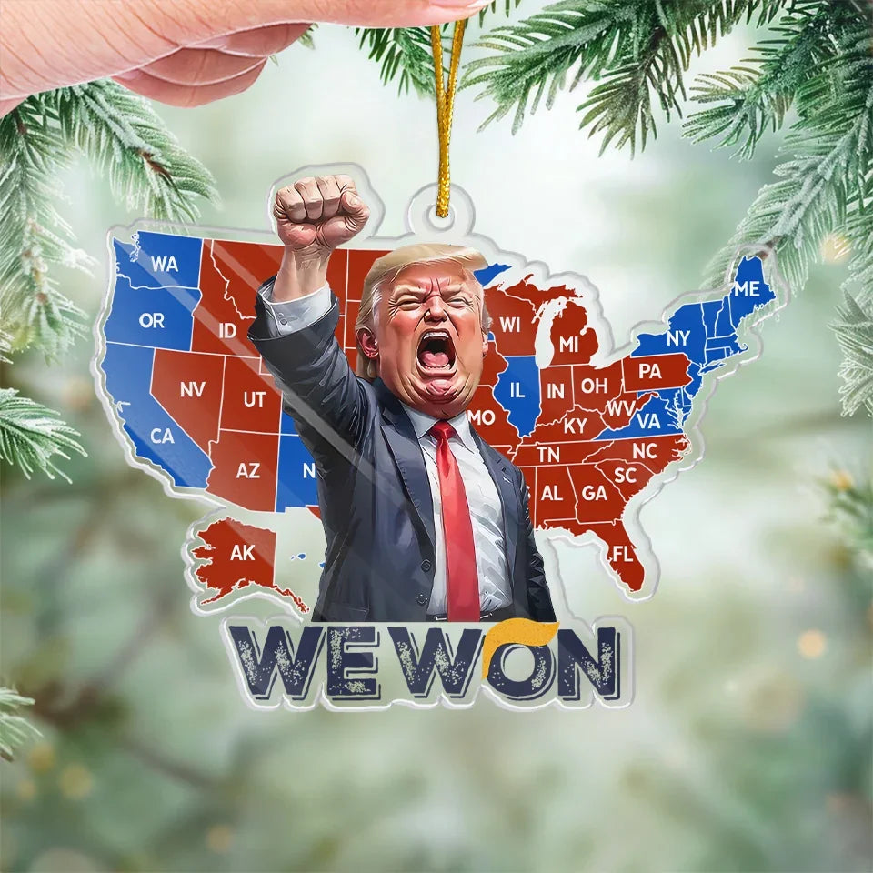 Trump2024 We Won Acrylic Ornament, Funny Political Christmas Gift, Christmas Decor