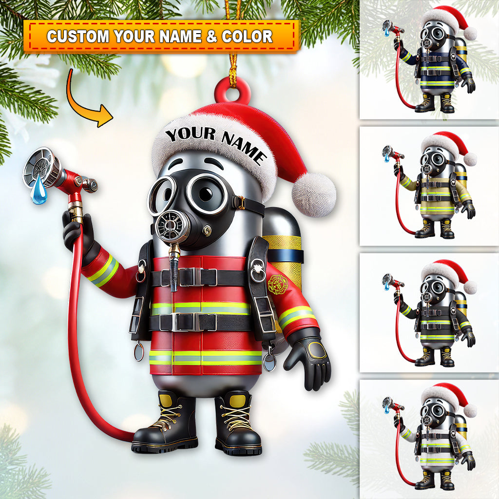 Custom Fire Extinguisher Acrylic Ornament, Christmas Gift For Fire Fighter, Christmas Decor