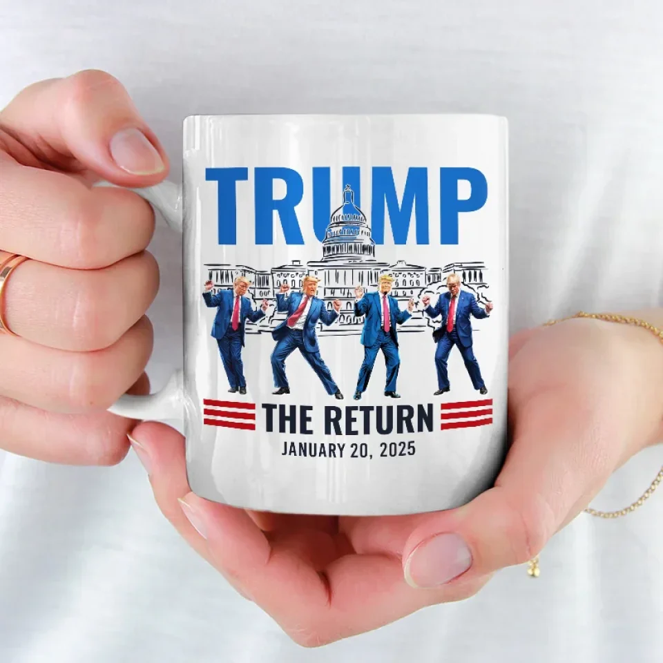 Trump2024 Funny Dancing Mug, Inauguration Day 2025 Coffee Mug, 47th US President Funny Mug