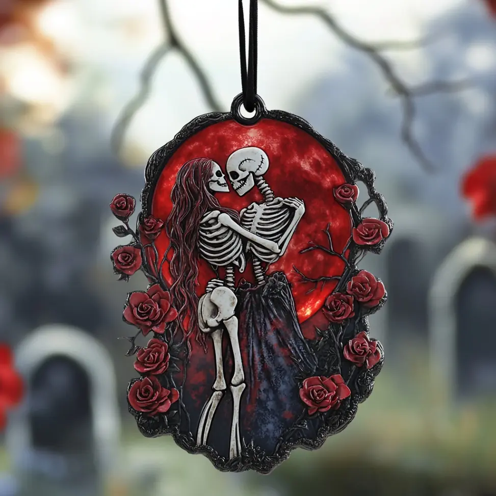 Eternal Love Love Skull Couple Acrylic Ornament, Keychain For Couple, Newly Engaged Gift, Couple Valentines Gift