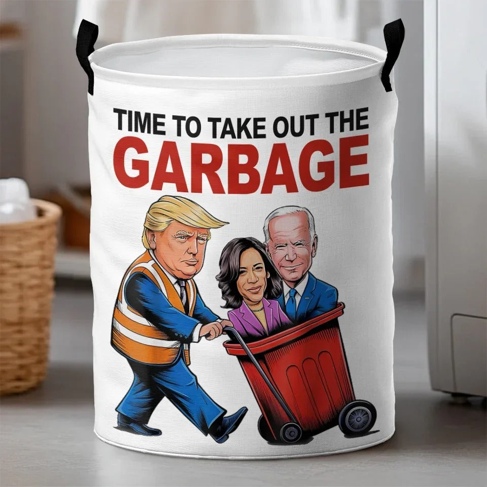 Take Out The Garbage President Trump Laundry Basket, Funny Political Gifts