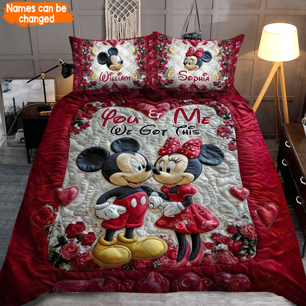 You And Me We Got This Personalized Mouse Couple Quilt Set , Gifts For Couple, Valentines Day Gift, Gift For Cartoon Lover