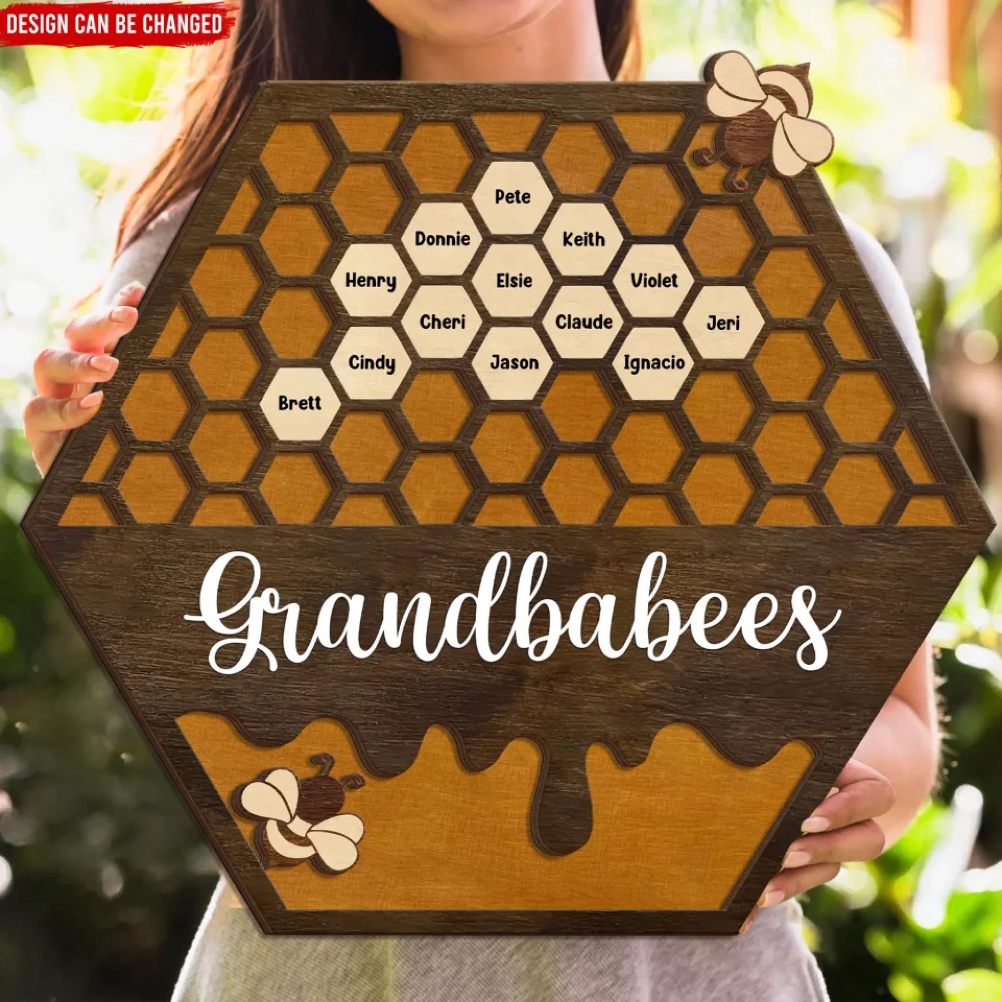 Honey Bee Family Tree, Personalized 2 Layer Wood Sign, Mother's Day Gift, Gift For Mom