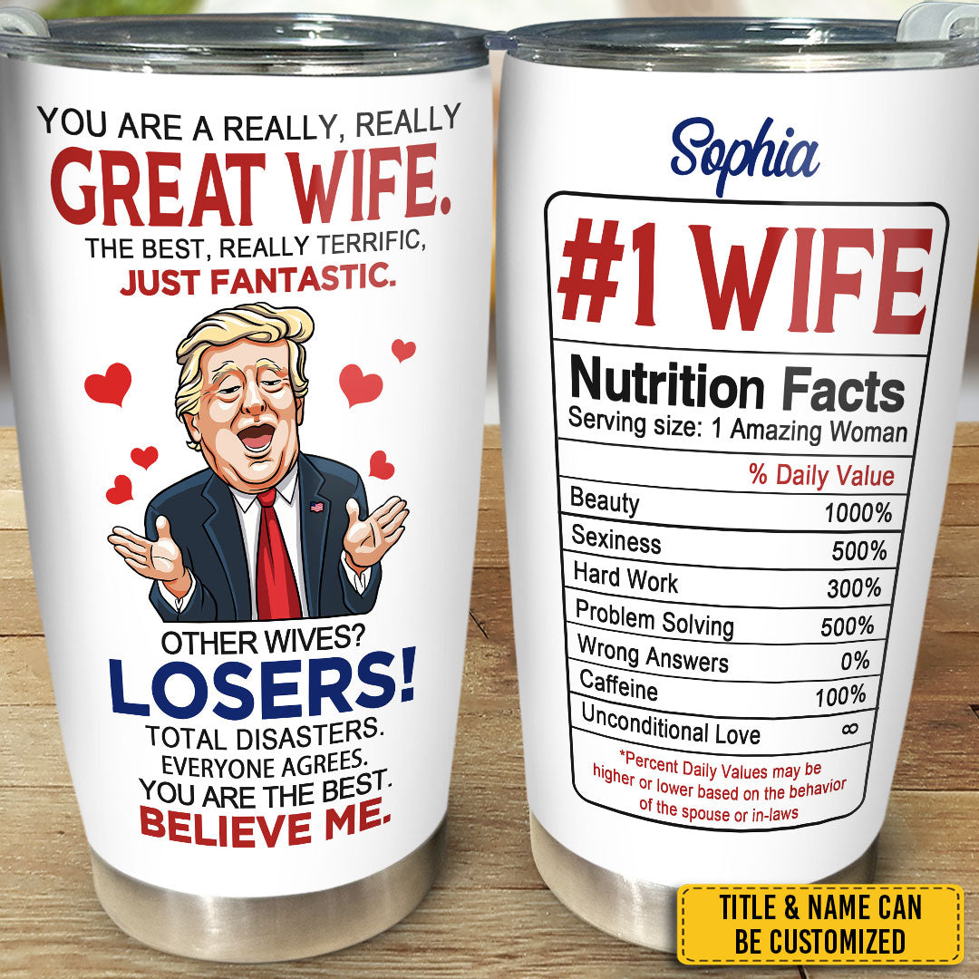 Funny Trump US Patriotic Personalized Stainless Steel Tumbler, Insulated Tumbler, Gift For Wife