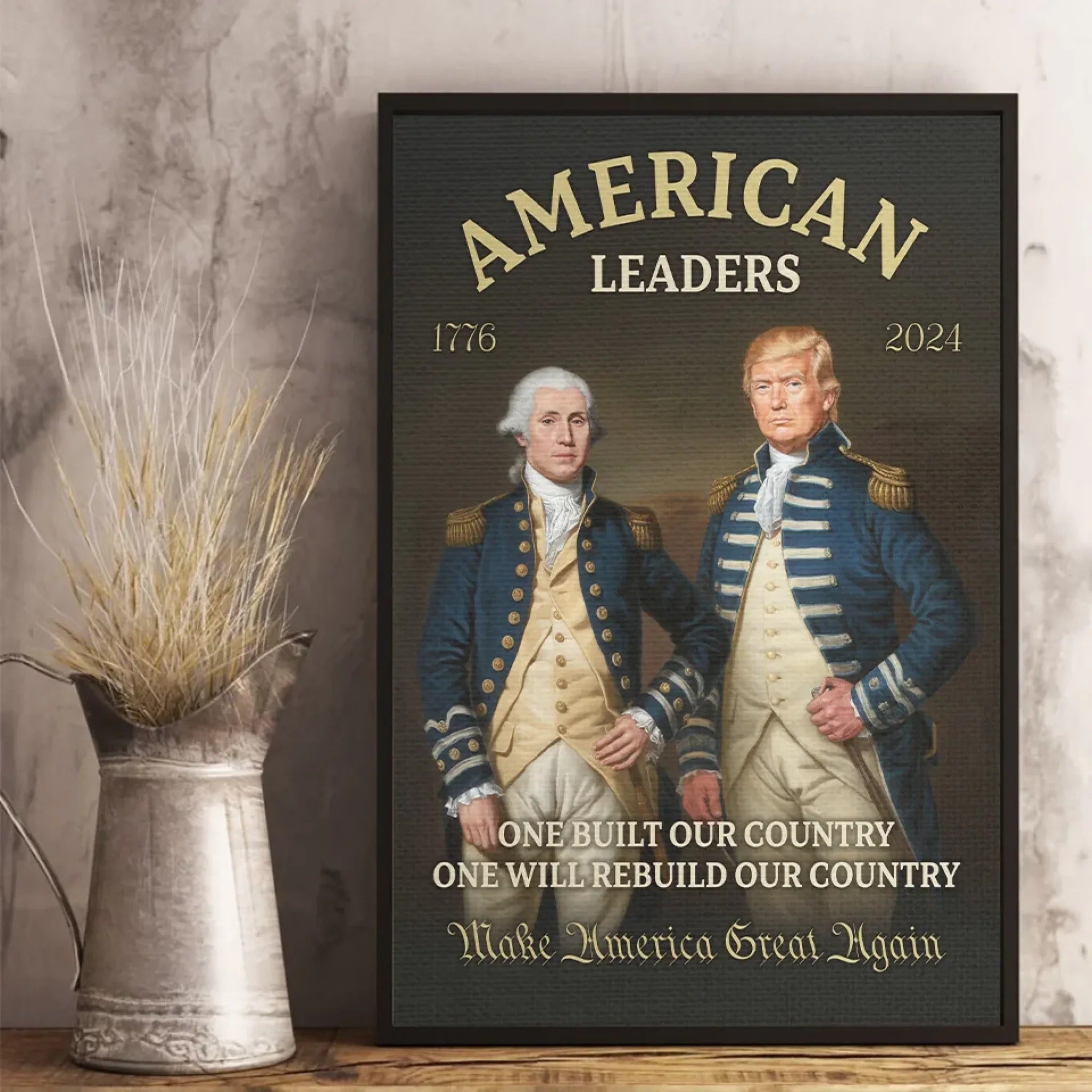 American Leaders Trump2024 Canvas Wall Decor, Patriotic Art, Gift For Conservative Supporters