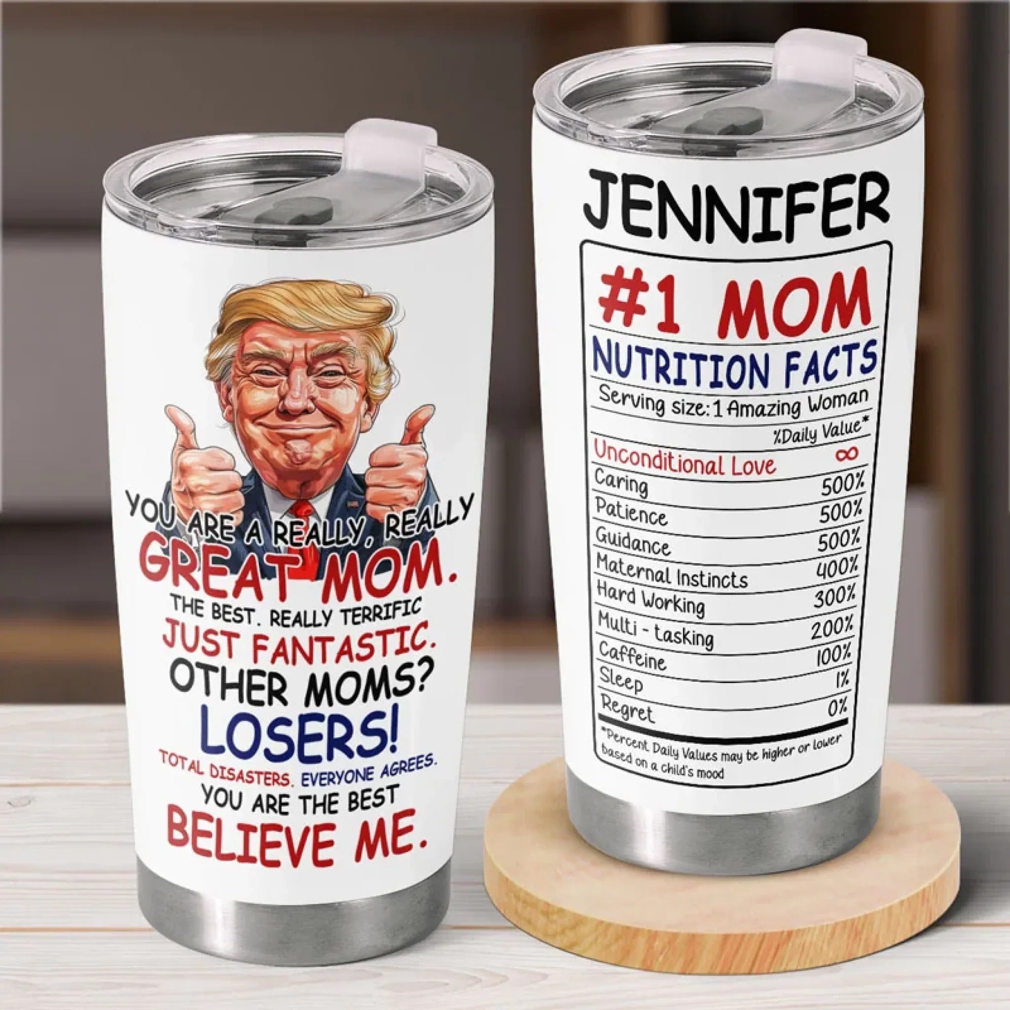 Funny Trump Personalized Stainless Steel Tumbler, 20oz Insulated Tumbler, Patriotic Gift For Mom