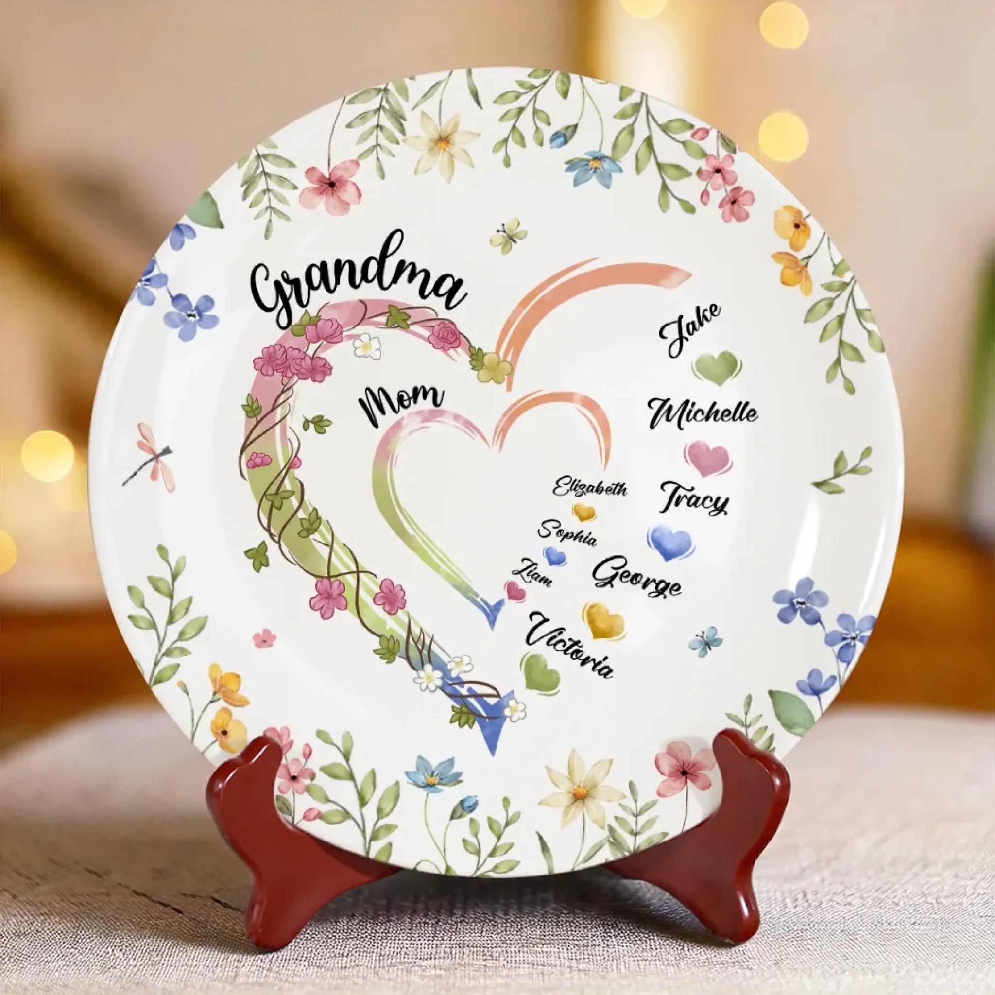 Personalized Family Heart Platter, Recipe Plate, Gift For Mom/Grandma