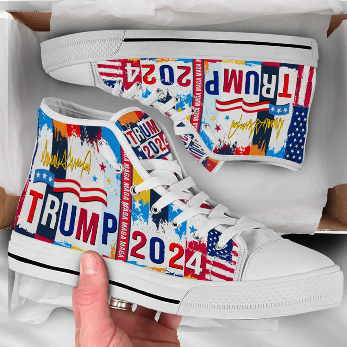 Trump2024 MAGA Unisex Shoes, Trump 2024 America President Canvas Shoes