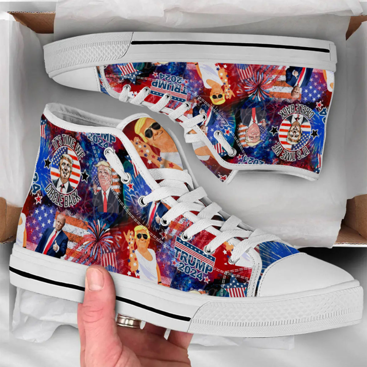 Trump2024 Salt Bae, Patriotic Trump 2024 Shoes, Trump 2024 America President Canvas Shoes