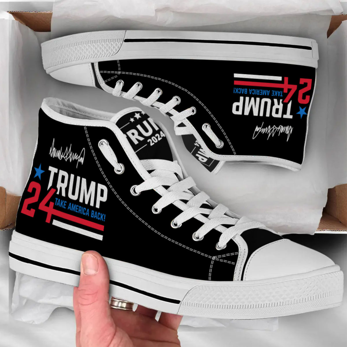 Trump2024 , Patriotic Trump Shoes, America President Canvas Shoes