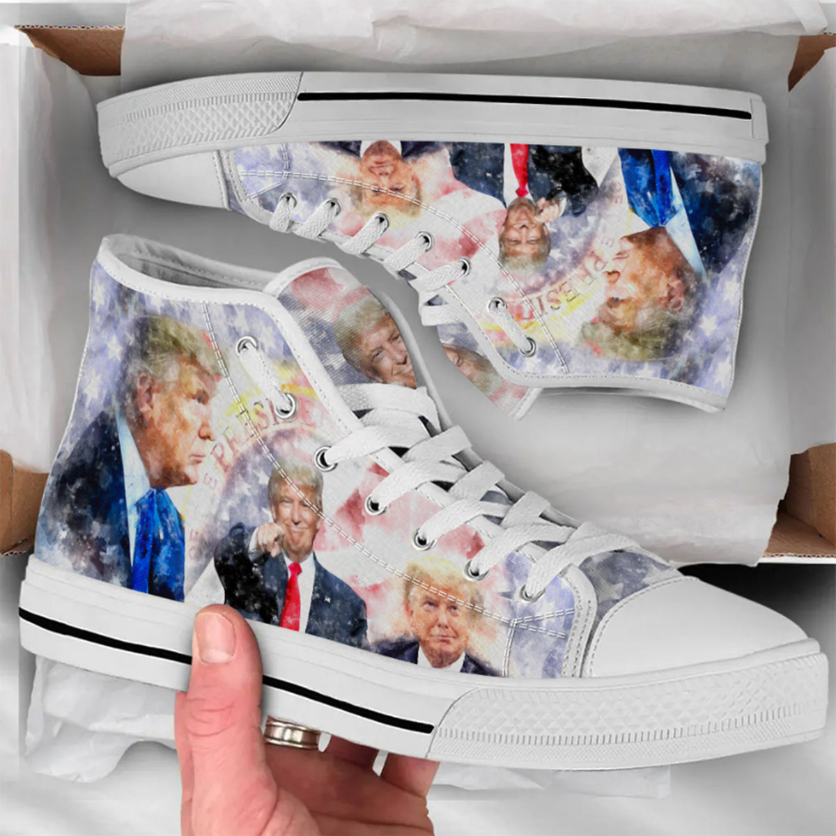 Trump2024 Watercolor Unisex Shoes, Trump 2024 Canvas Shoes