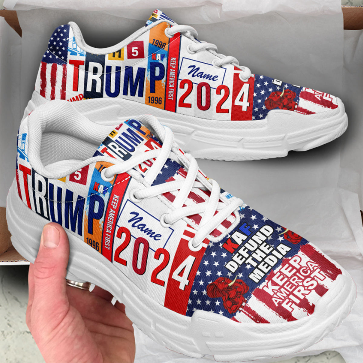 Trump2024 Keep America First Chunky Shoes, America President Chunky Shoes, Gift For Trump Supporter