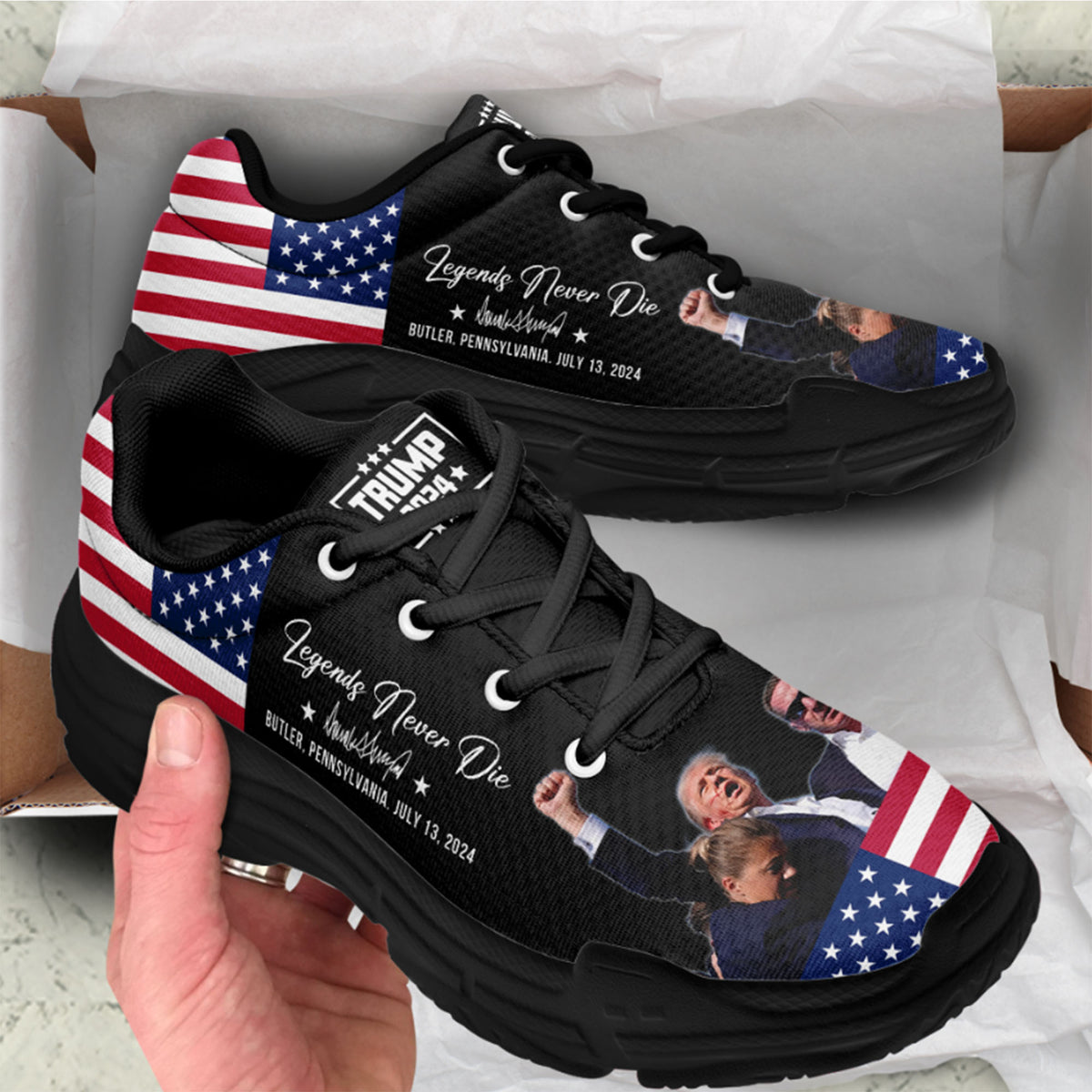 Legends Never Die, Trump2024 Unisex Shoes, Trump 2024 Chunky Shoes