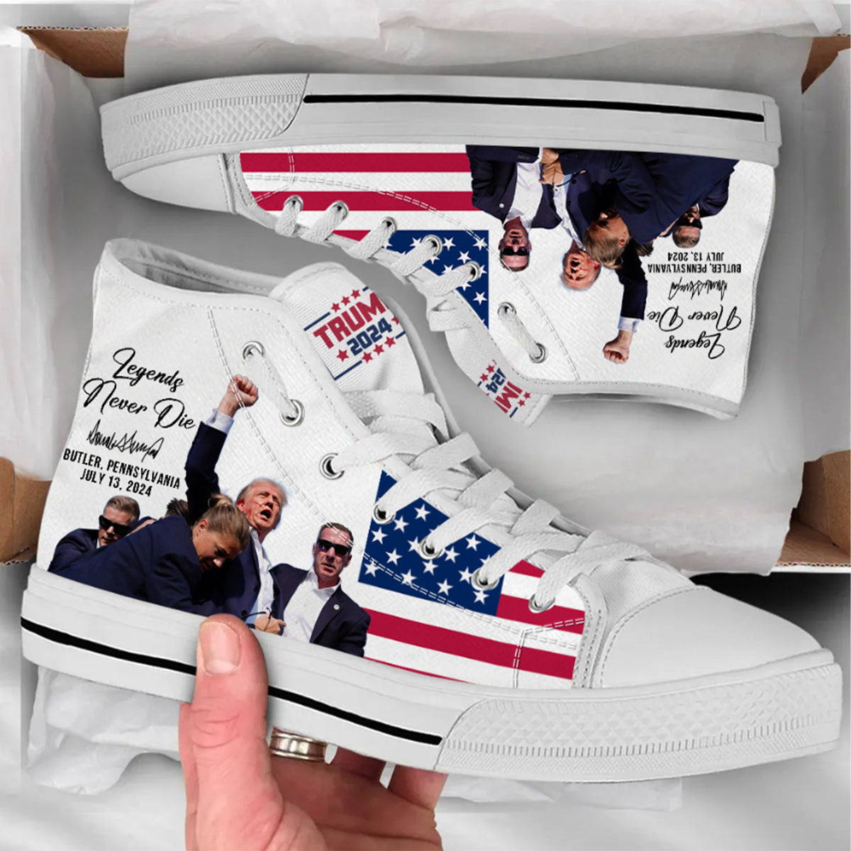 Legends Never Die, Trump2024 Unisex Shoes, Trump 2024 Canvas Shoes