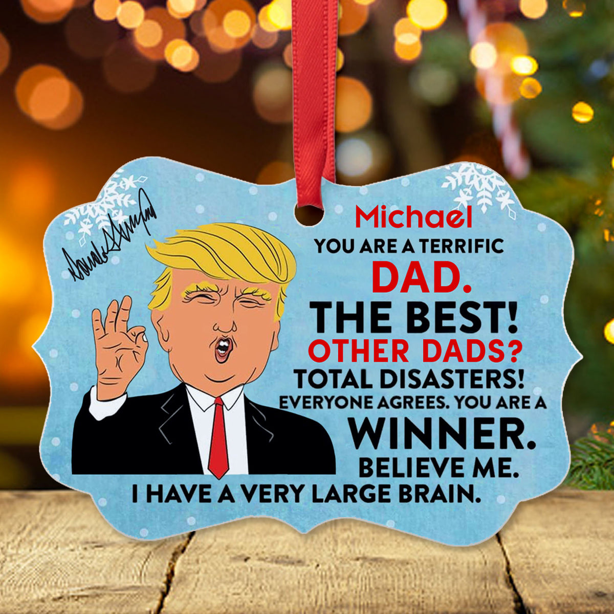 Custom Trump Acrylic Christmas Ornament, Funny Political Ornament