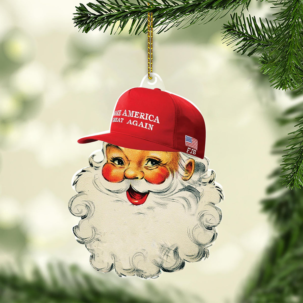 Santa Trump MakeAmericaGreatAgain Acrylic Christmas Ornament, Funny Political Ornament