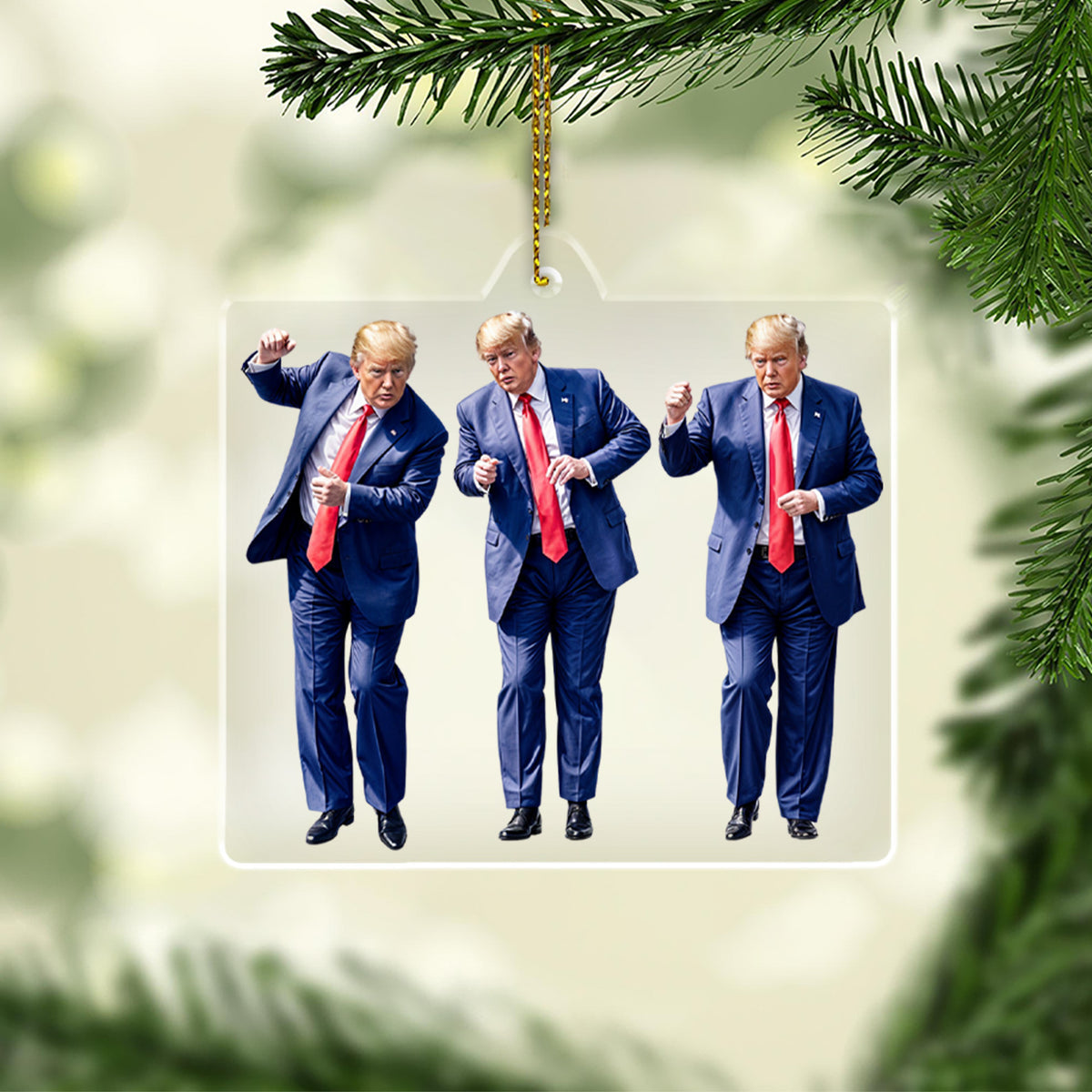 Trump Dancing Acrylic Christmas Ornament, Trumpwon Funny Political Ornament