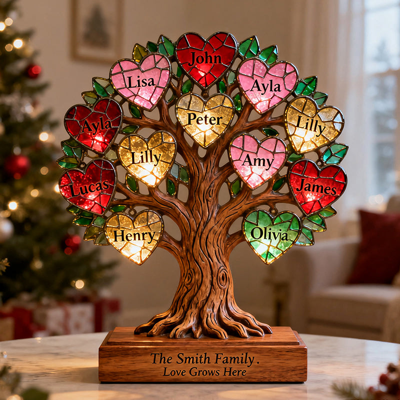 Heart-Shaped Name Custom Family Tree Acrylic Plaque, Personalized Acrylic Plaque, Family Christmas Gift