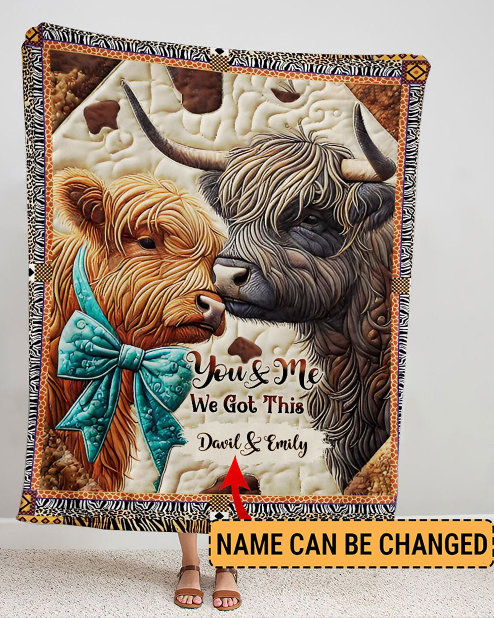 Personalized Cow Couple Blanket, Gifts For Couple, Valentines Day Gift, Gift For Cow Lover