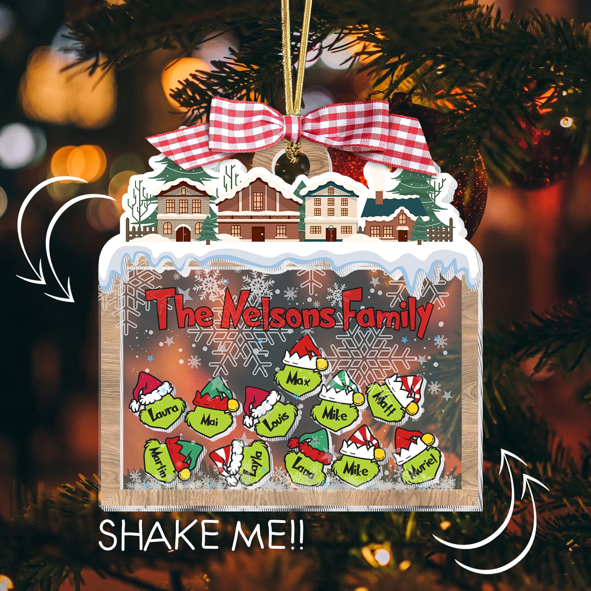 Personalized Family Christmas Ornaments, Grinch Shaker Ornaments, Christmas Decor