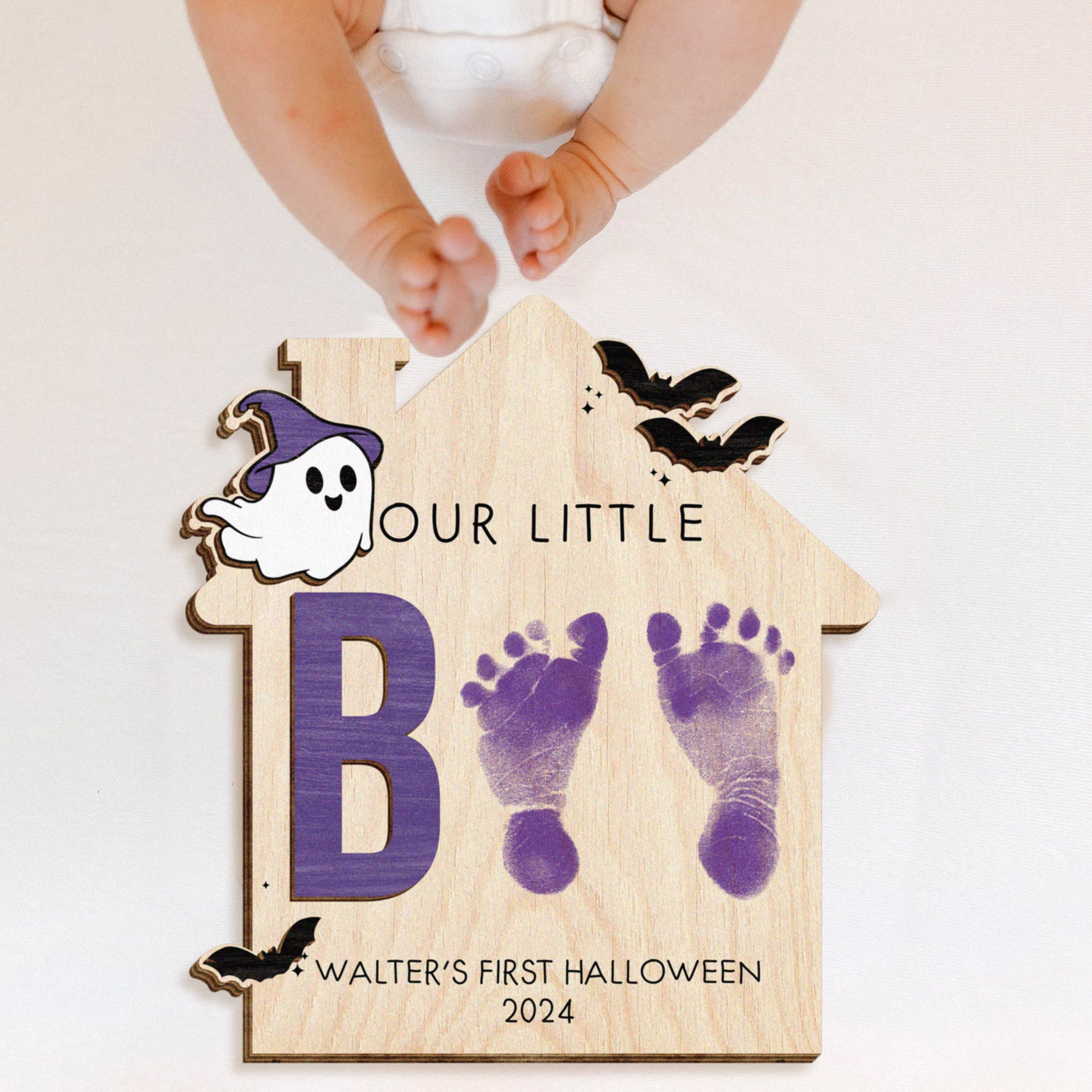 Our Little Boo Baby First Halloween Footprint Art, Newborn Gift