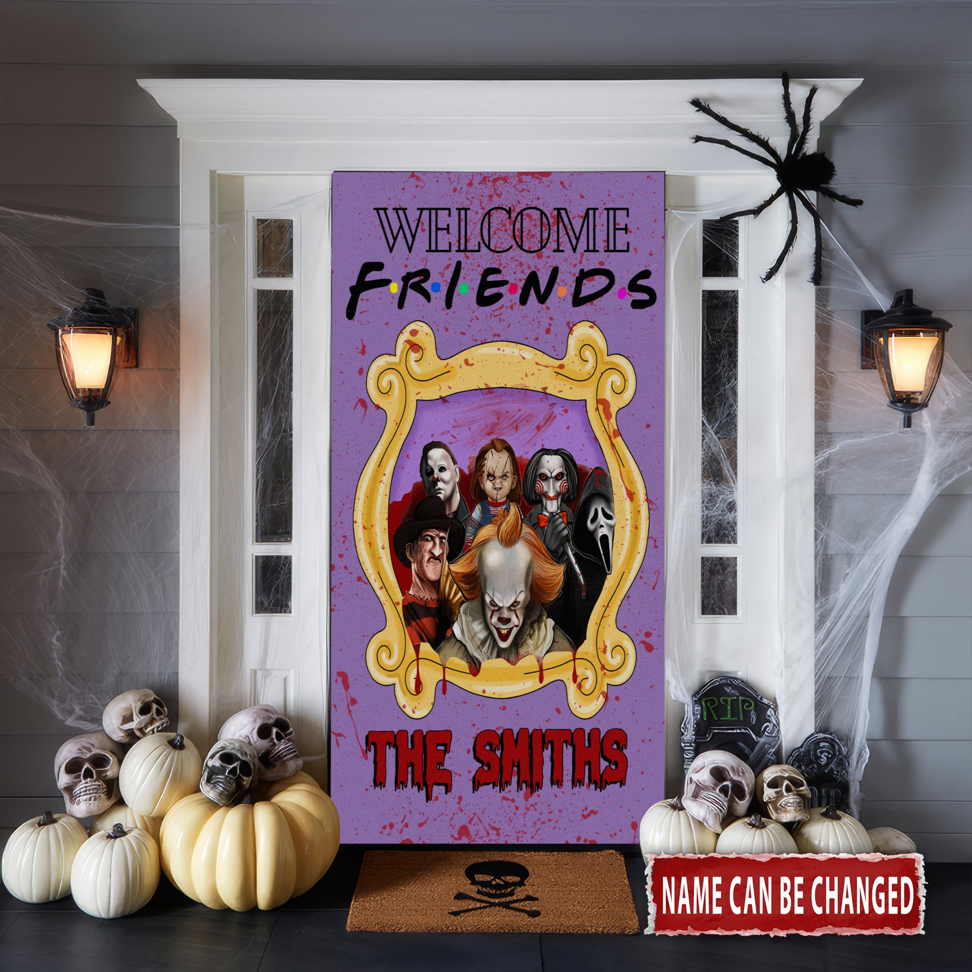 Welcome Friend TV Show Personalized Halloween Door Cover, Horror Movie Gift