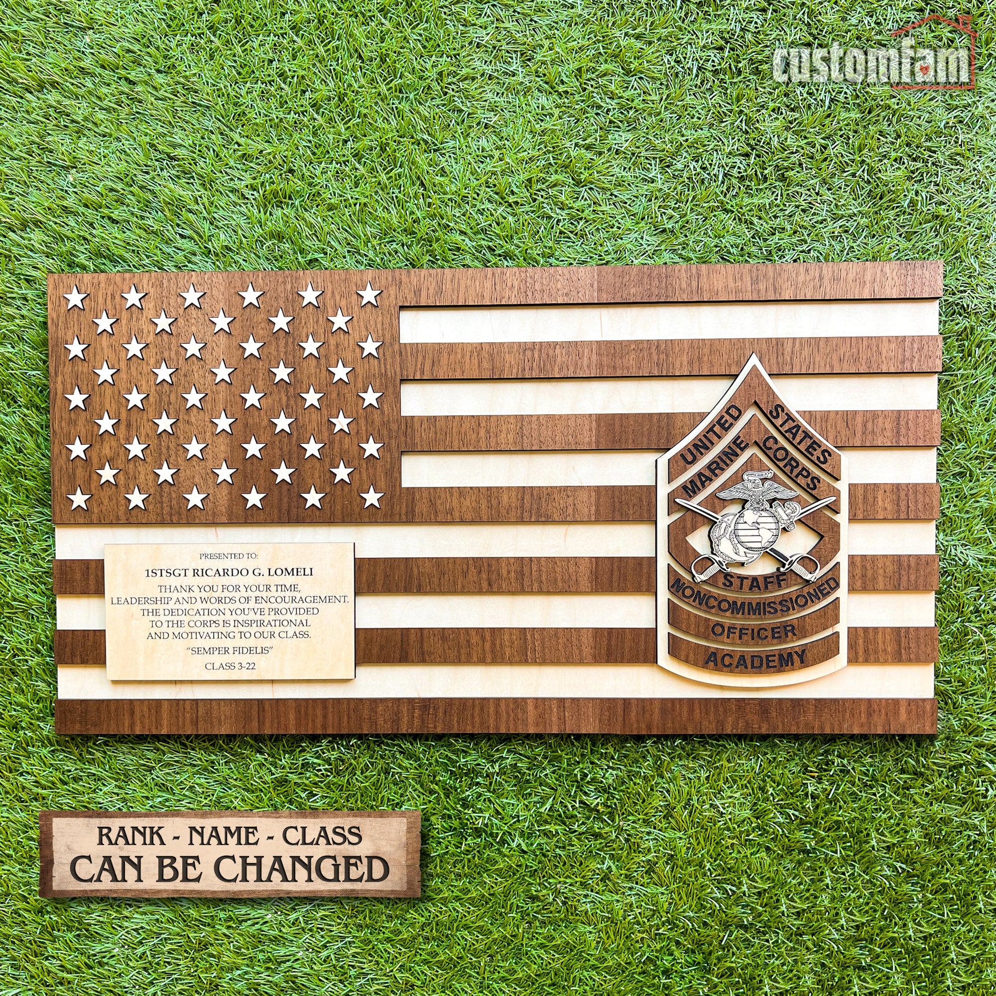 Personalized Military Wood  Flag, Wooden 3D Military Flag, Veteran Gifts