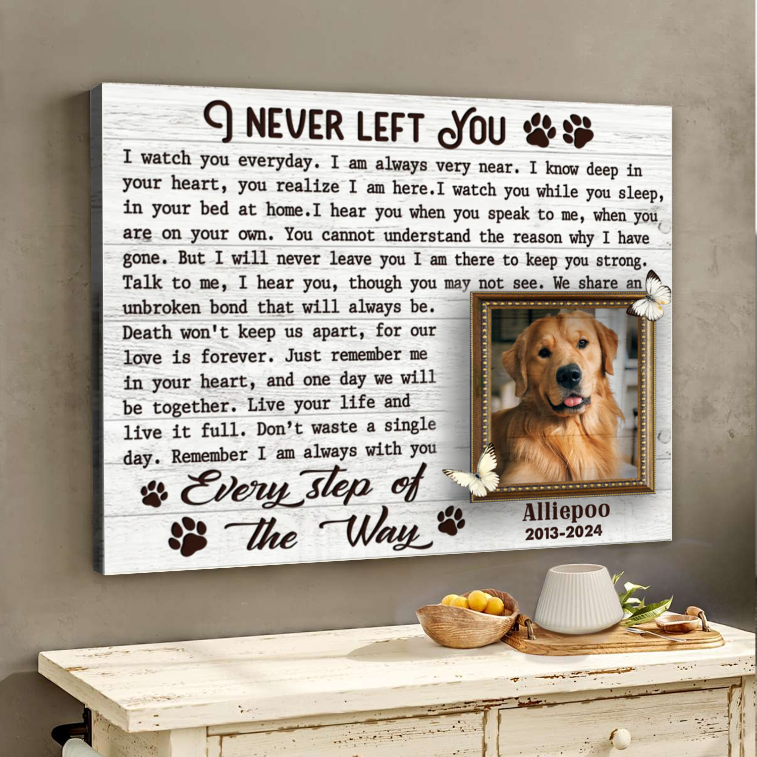 I Never Left You Custom Photo Memorial Canvas Wall Art, Gifts For Loss Of Dog