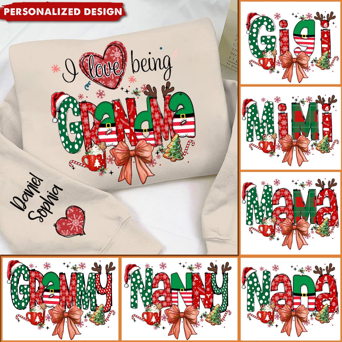 I Love Being Grandma Custom Christmas Sweatshirt, Gift For Grandma