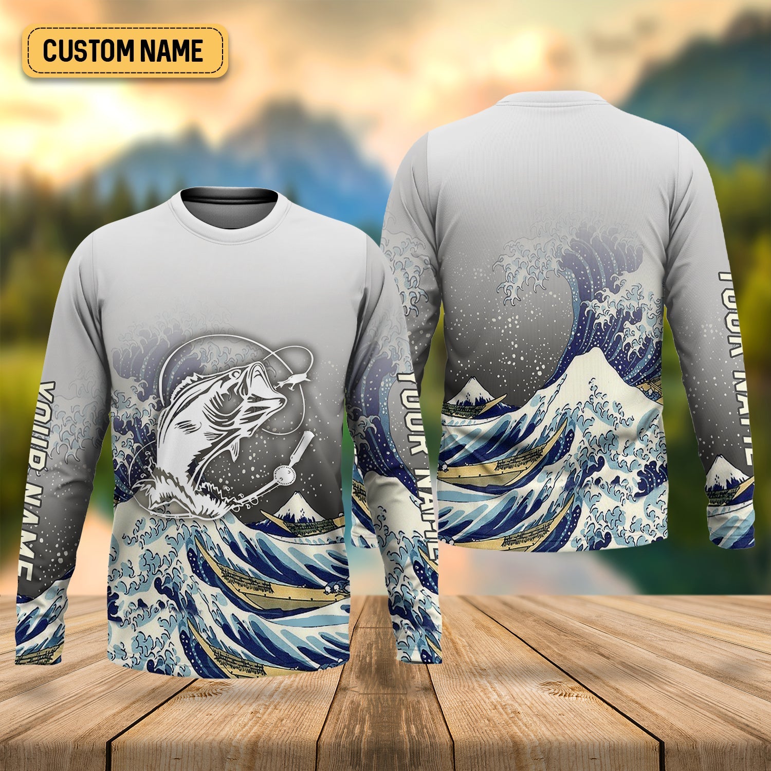 Great Wave Bass Fishing Long Sleeve, Fishing UPF Shirts, Funny Fishing Shirt, Gift For Fisherman