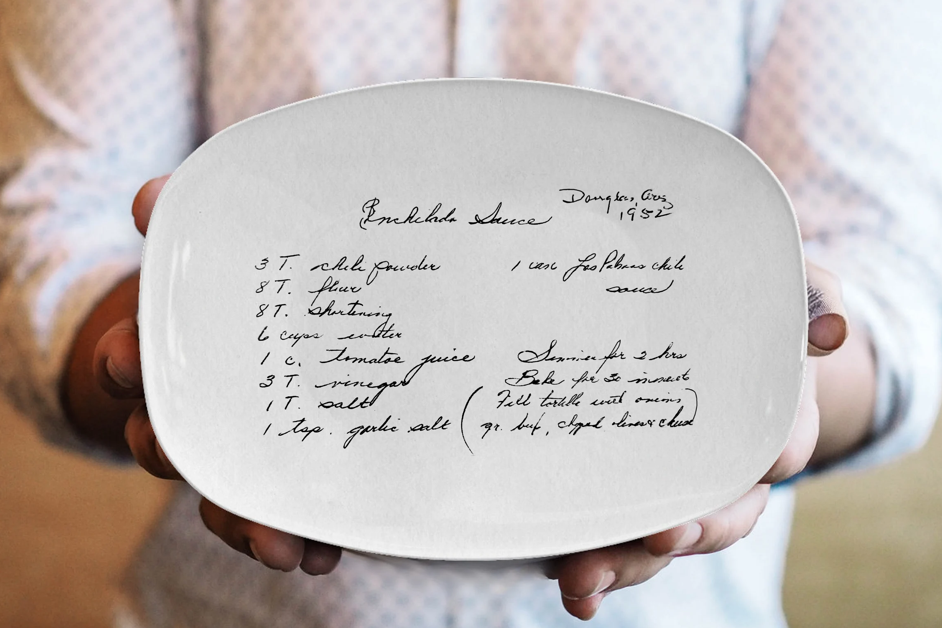 Personalized Handwritten Recipe Platter, Recipe Plate, Gift For Mom/Grandma