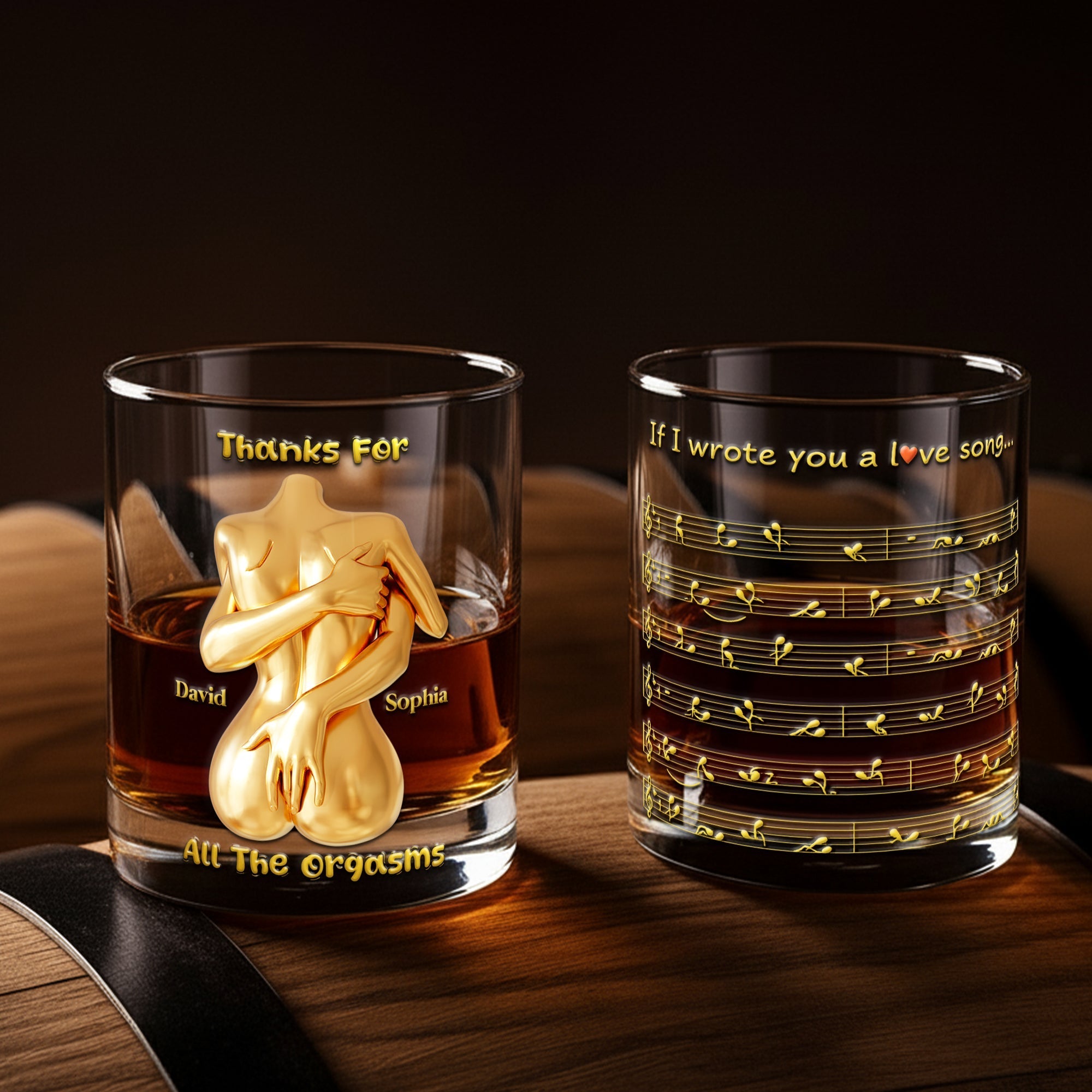 If I Wrote You A Love Song Sexy Hugging Naughty Couple Whiskey Glass, Valentine Couple Gift
