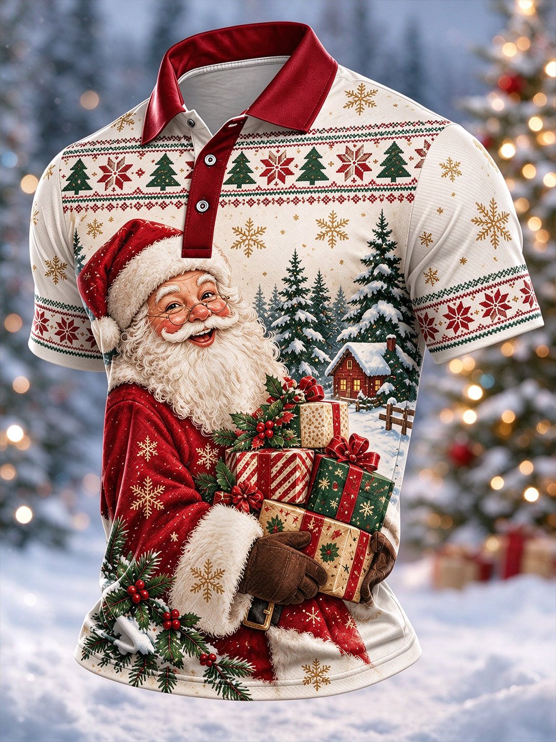 Santa Claus Christmas Presents Polo Shirt for Men