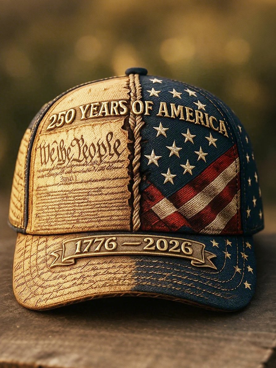 250th Anniversary of the Founding of the United States Printed Baseball Cap, USA 1776-2026 Classic Cap