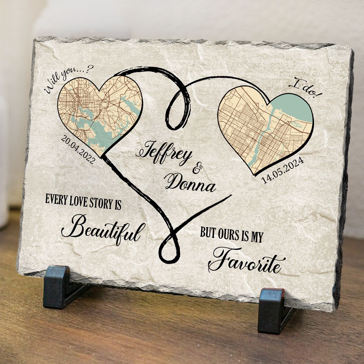 Every Love Story Is Beautiful Personalized Rectangular Stone, Anniversary Gift For Couple