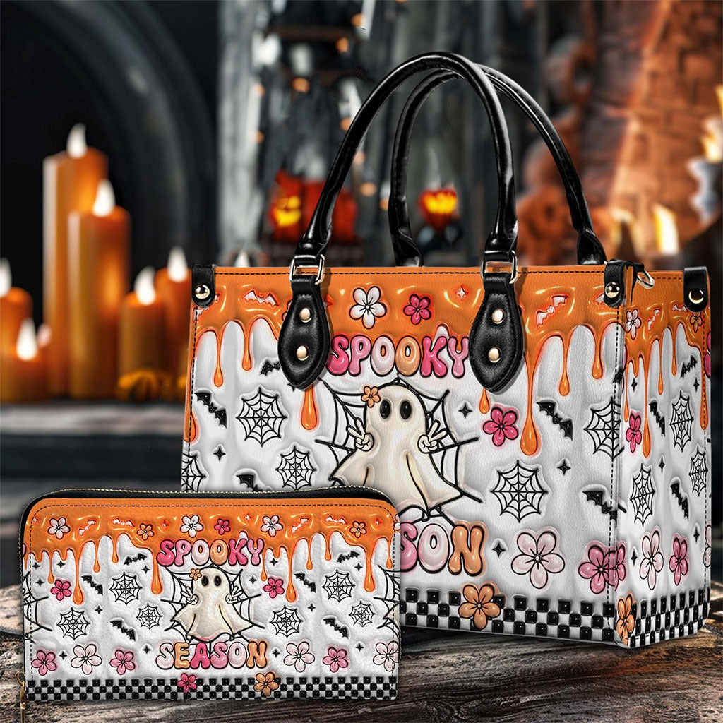 Spooky Season Halloween Custom Cute Orange Ghost Purse