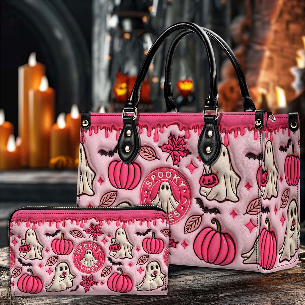 Spooky Vibe Halloween Custom Cute Pink Ghost Purse