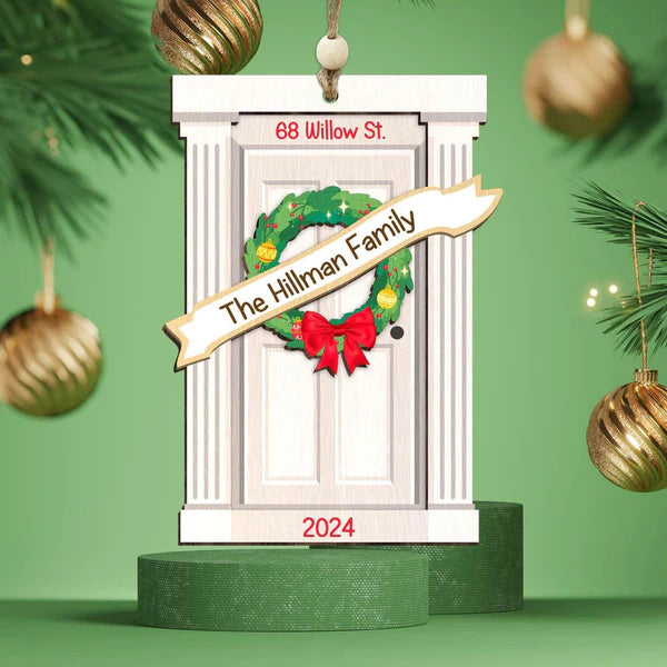 Custom First Christmas in New Home Ornament 2024 with Your Address and Names Wood Ornament, Christmas Gift Decor