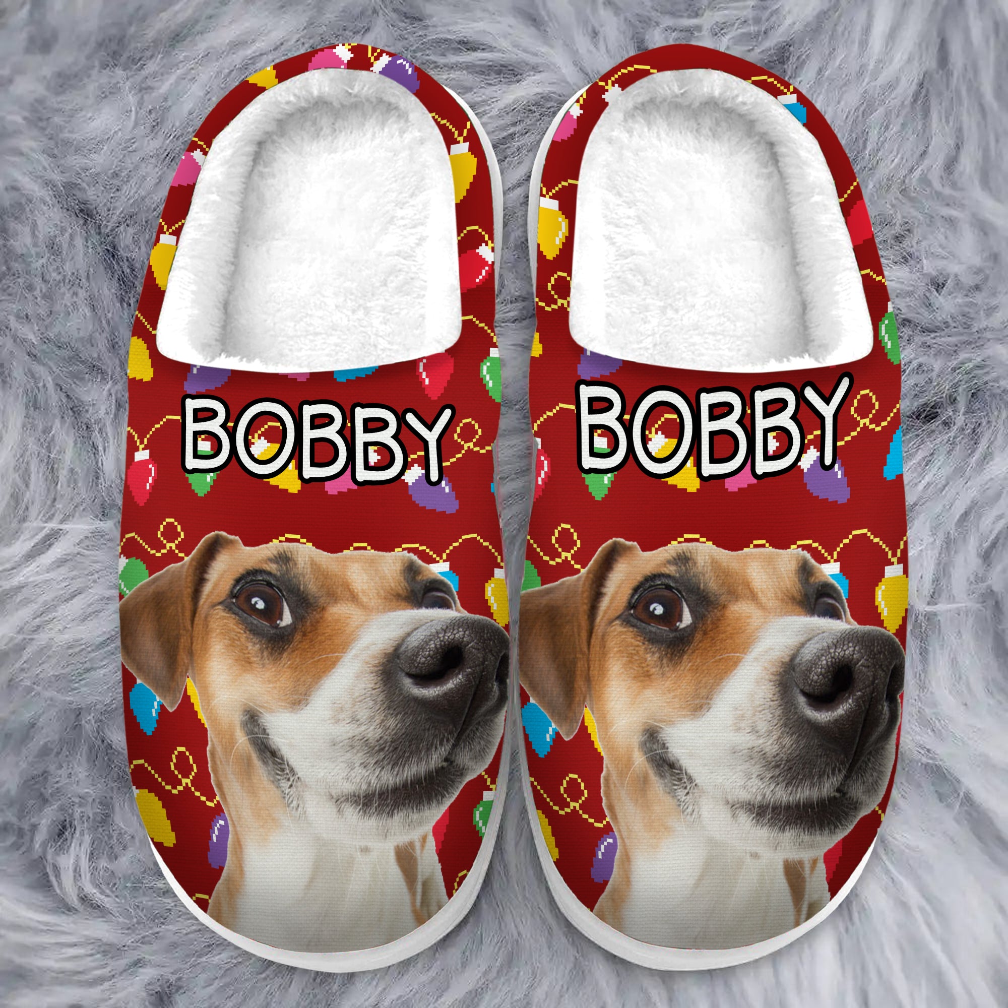 Personalized Custom Photo Dog Faces Cozy Slippers, Unique Funny Gift