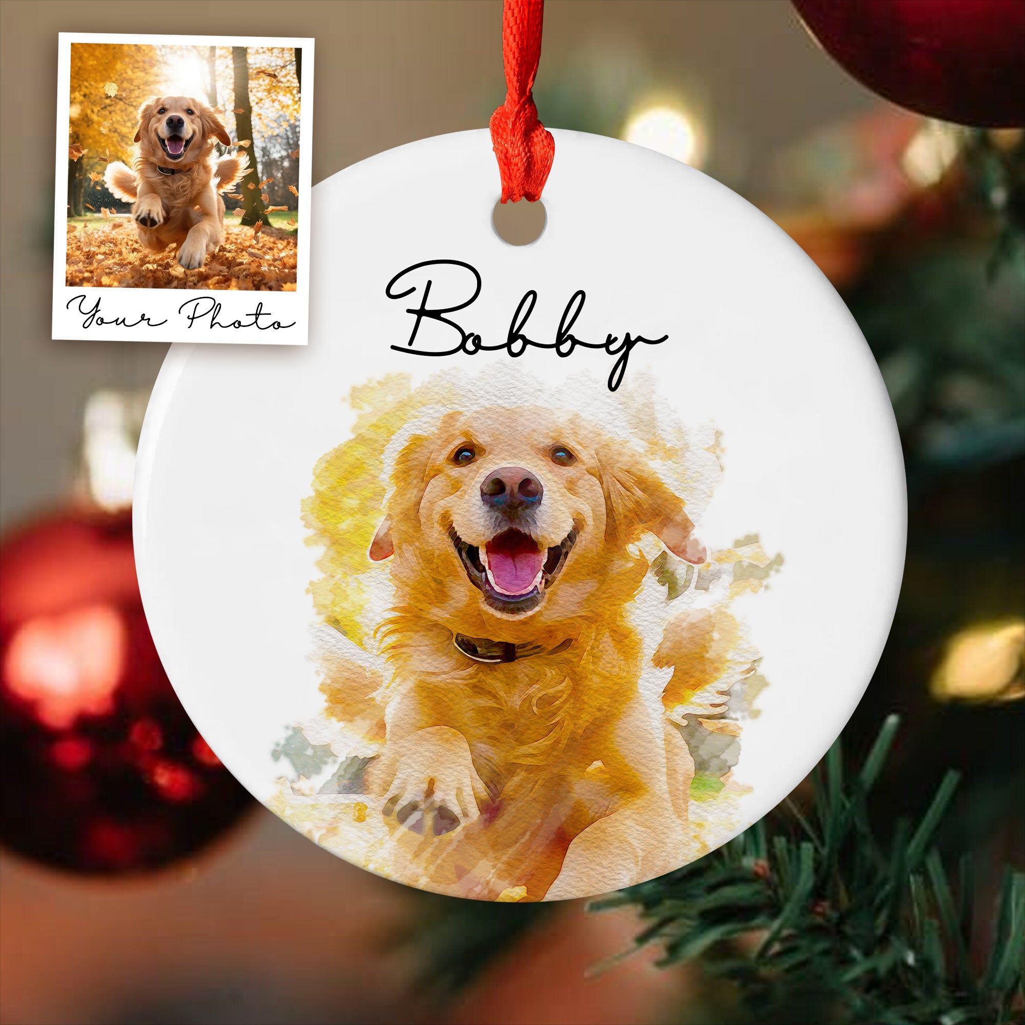 Pet Personalized Ceramic Ornament, Pet Potrait, Gift For Pet Lovers