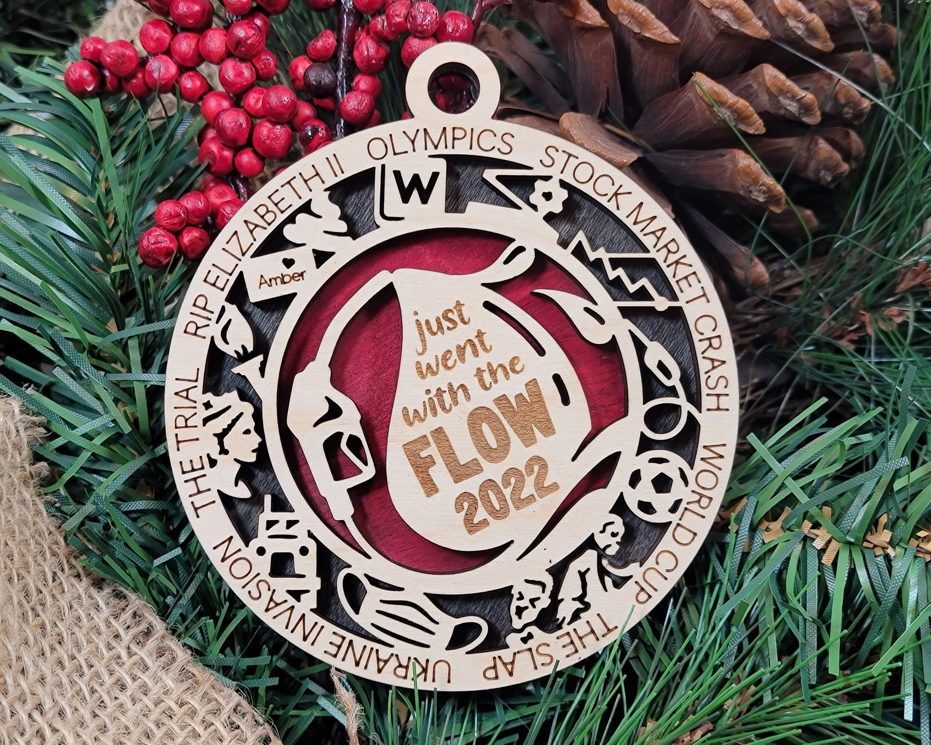 Just Went With The Flow 2022 Ornament, Gas Ornament, 2-Layer Wood Ornaments, Christmas Gifts