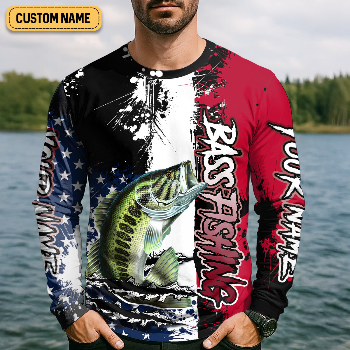 Patriotic Fishing Shirt, Custom Fishing Shirt, Gift For Fisherman, Mens Casual Shirts