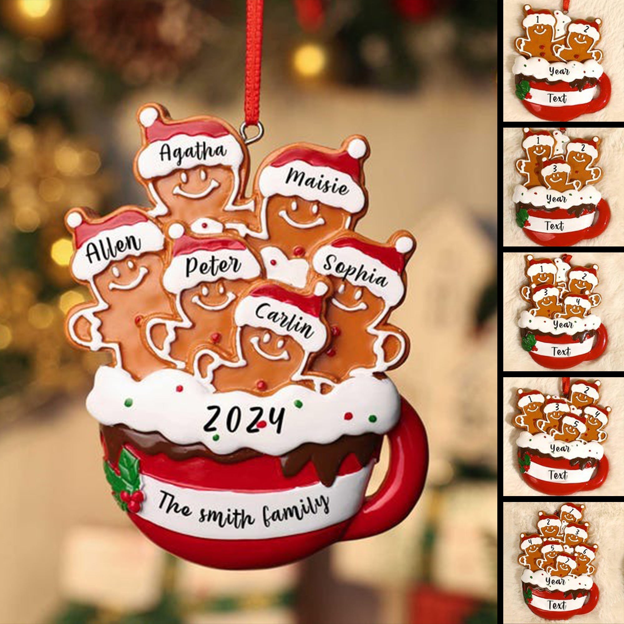 Custom Gingerbread Christmas Ornament, Christmas Gift For Family