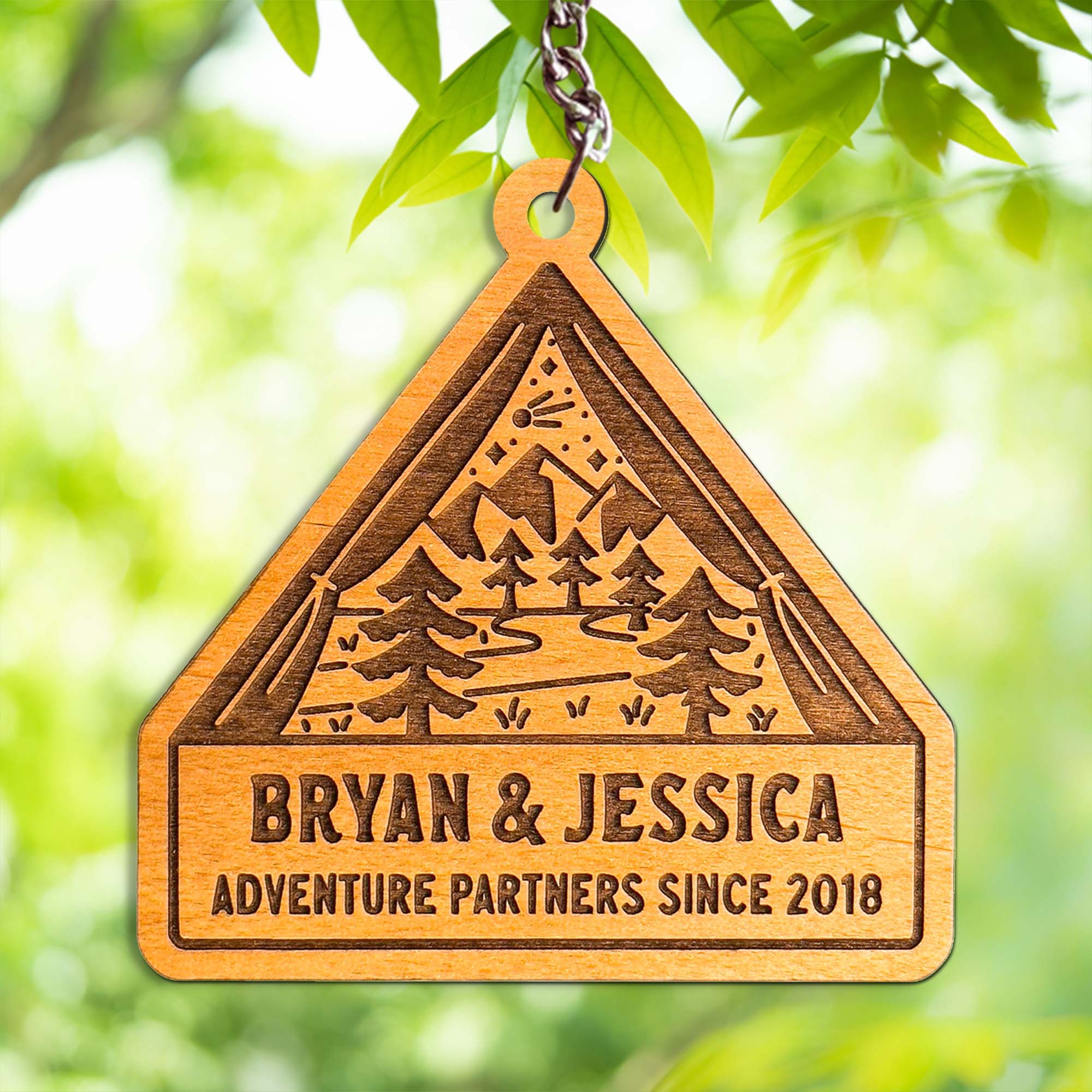 Adventure Partners Personalized Wood Keychain, Gifts For Camping Lovers