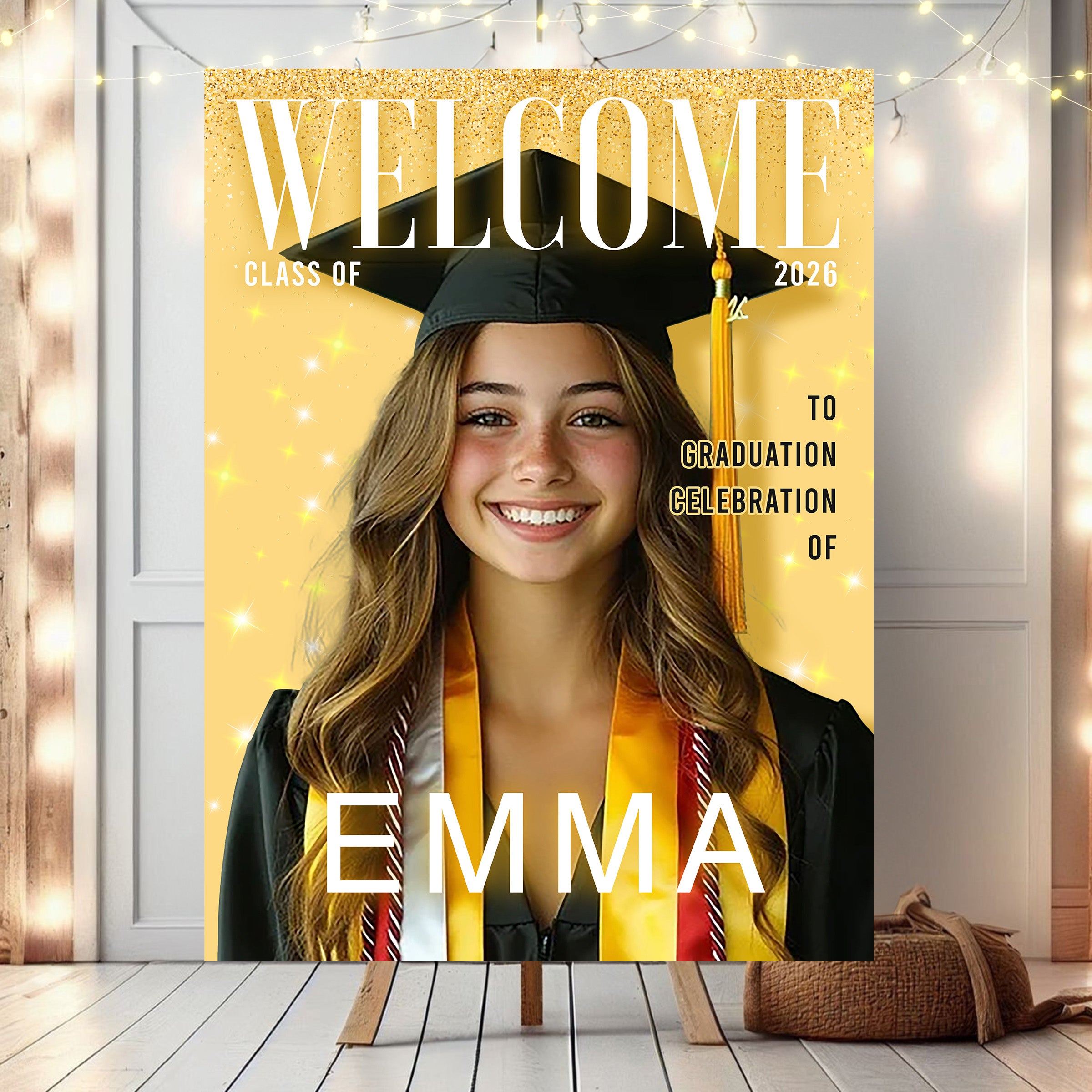 Custom Graduation Welcome Sign - Personalized Welcome Sign - Custom Photo Graduation Gifts - Magazine Welcome Sign