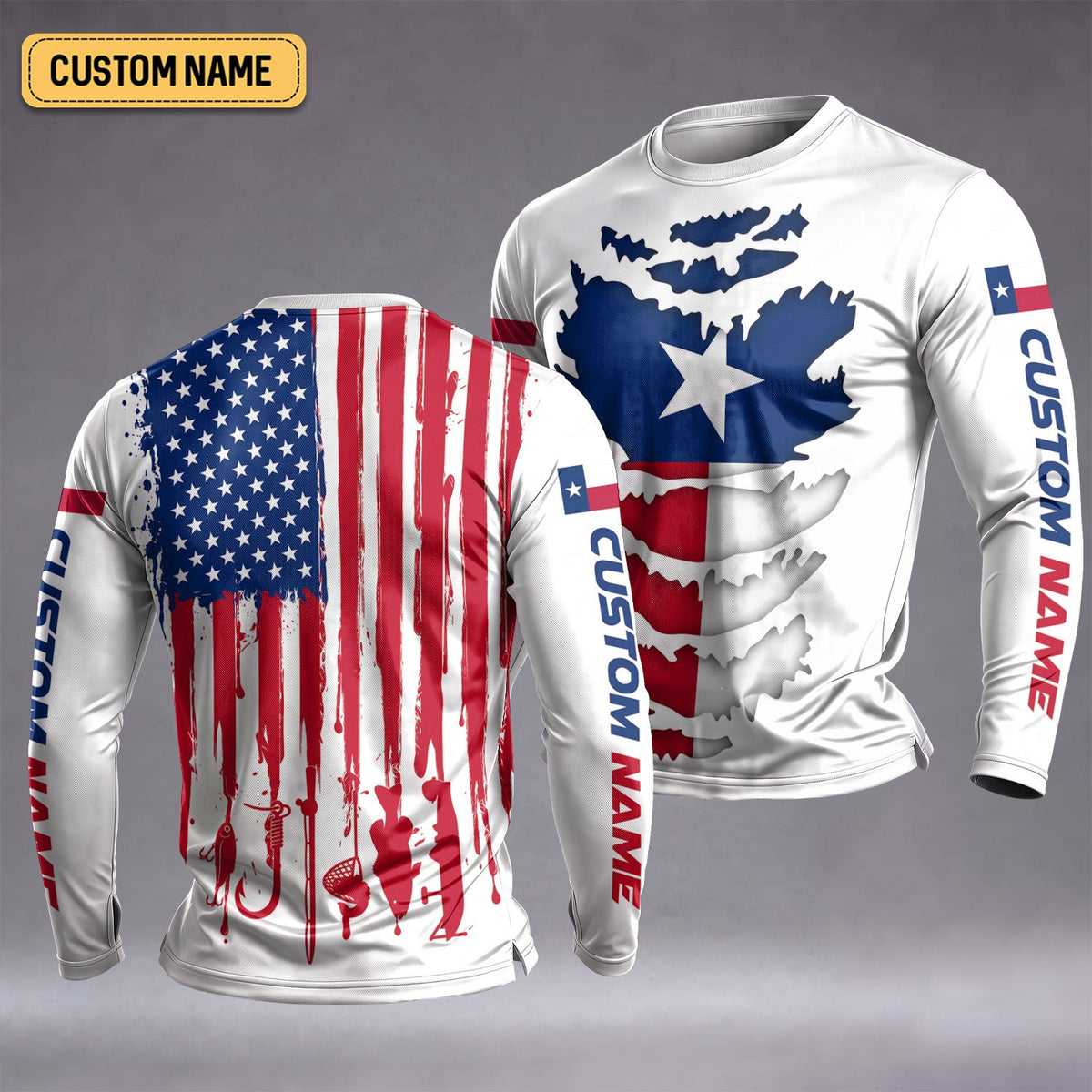 Custom State Pride Fishing Flag UPF Shirt, Long Sleeve Fishing Shirt, Mens Fishing Apparel