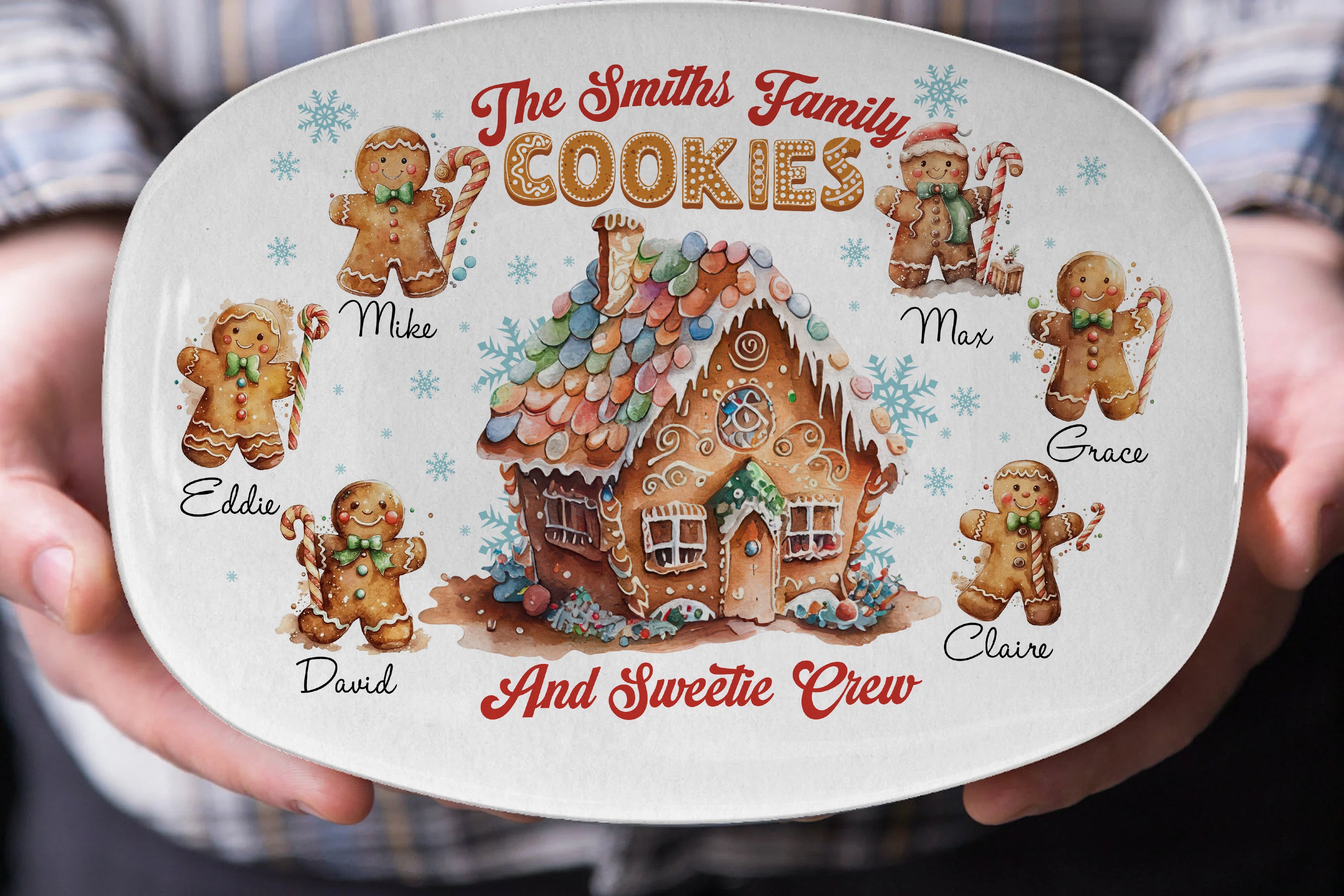 Personalized Gingerbread Christmas Plate, Family Platter, Christmas Gift For Family