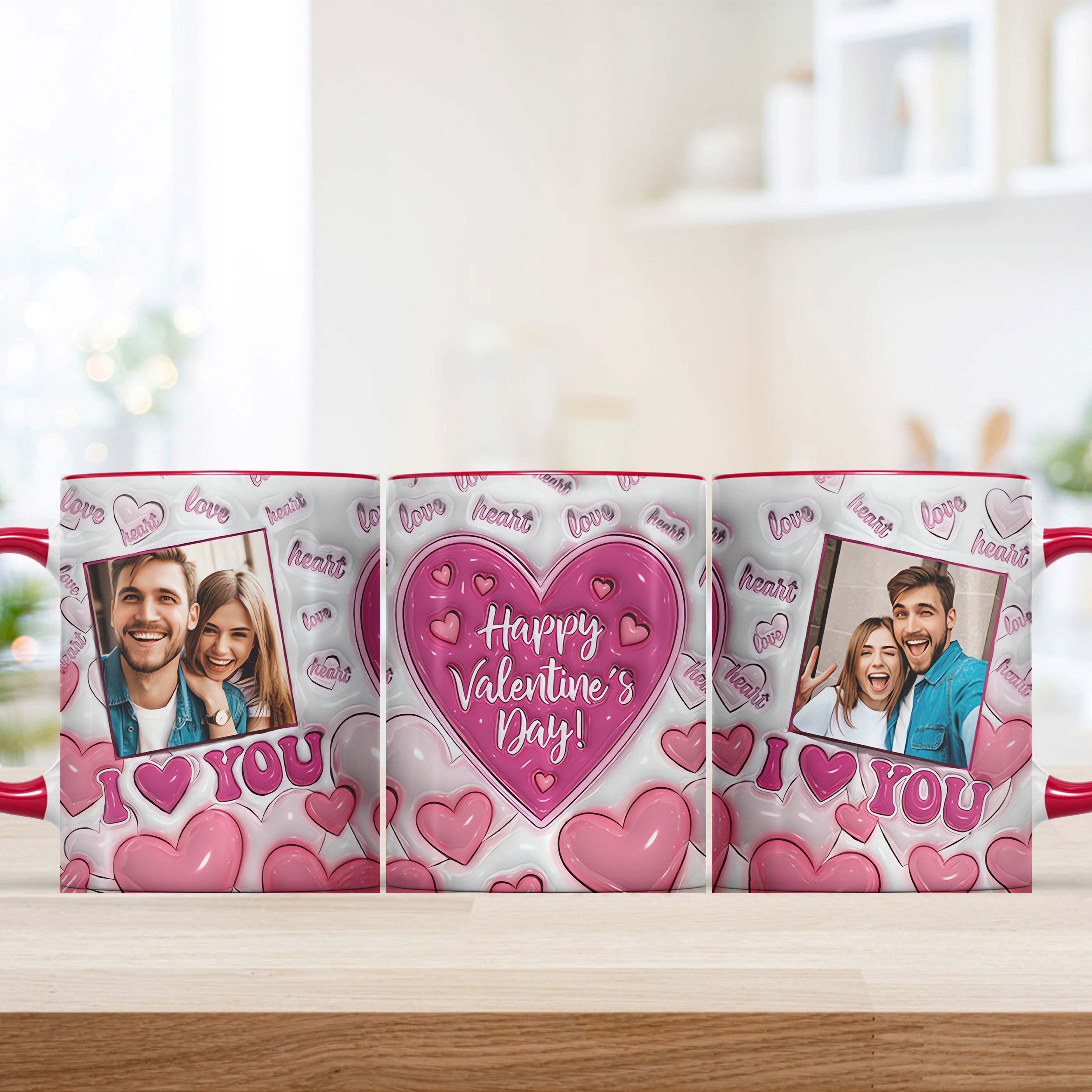 I Love You Custom Photo Accent Mug, Valentine Coffee Mug, Couple Mug, Valentine's Day Gift