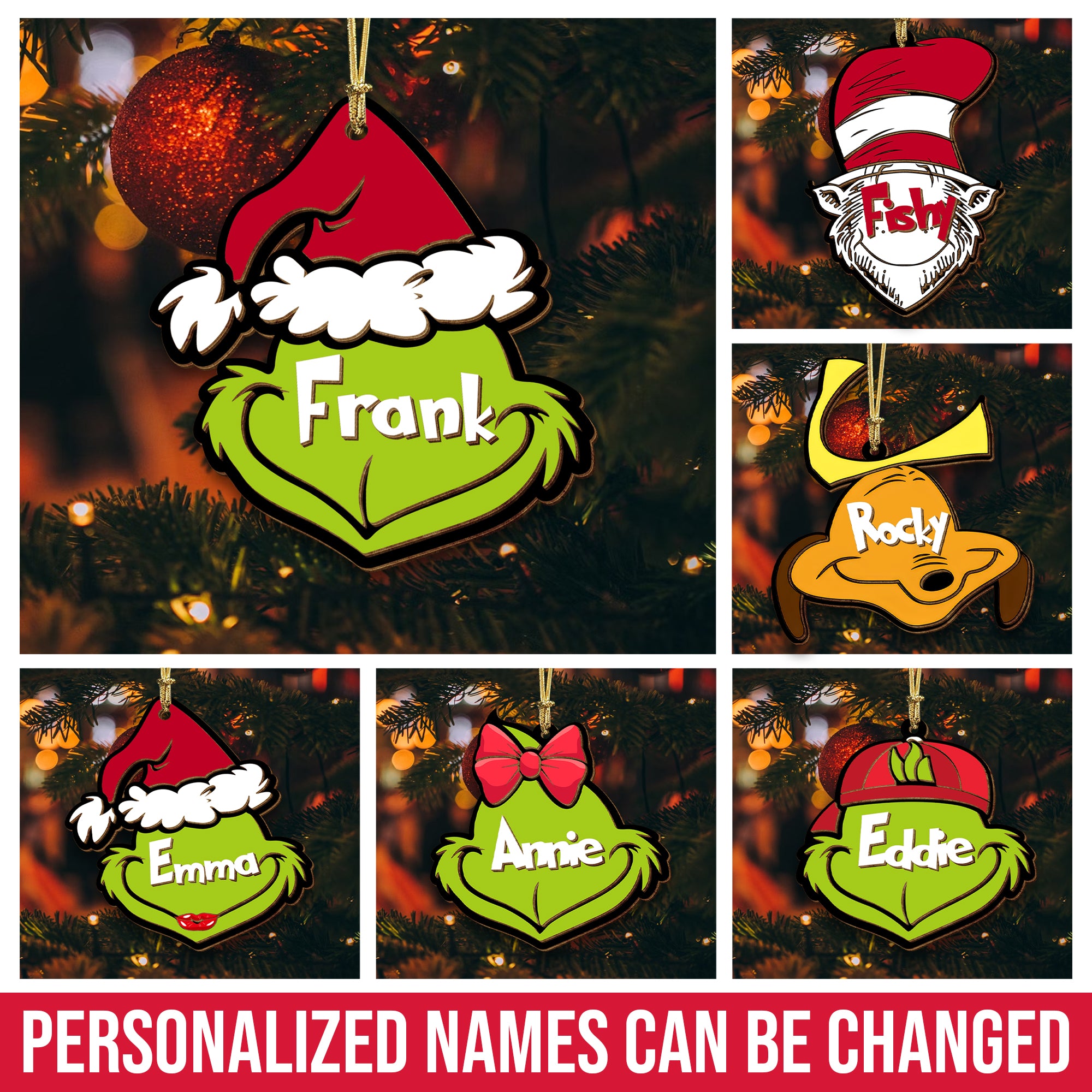 Personalized Grinch Christmas Ornament, Grinch Christmas Tree Decorations